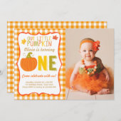 Invitation d'anniversaire Citrouille Orange Premie (Devant / Derrière)