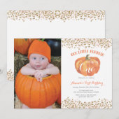 Invitation d'anniversaire citrouille Pink and Gold (Devant / Derrière)