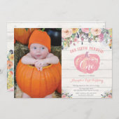 Invitation d'anniversaire citrouille première Flor (Devant / Derrière)