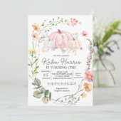 Invitation d'anniversaire Citrouille rose, (Debout devant)