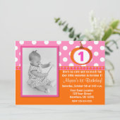 Invitation d'anniversaire Citrouille rose-orange (Debout devant)