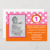 Invitation d'anniversaire Citrouille rose-orange (Devant / Derrière)