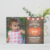 Invitation d'anniversaire citrouille rustique rose (Debout devant)