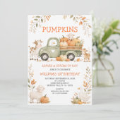 Invitation d'anniversaire Citrouilles Feuilles & M (Debout devant)
