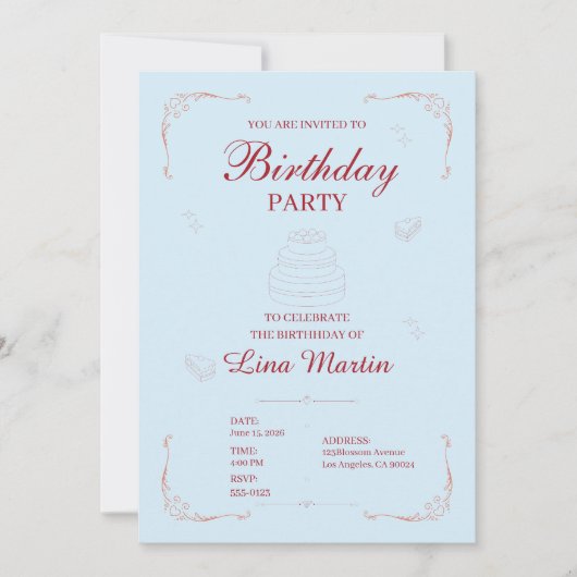 Invitation d'anniversaire classique (Devant)