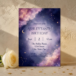 Invitation d'anniversaire classique céleste 65 ans