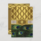 Invitation d'anniversaire classique Paon Or (Devant / Derrière)