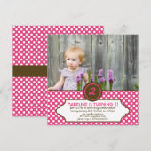 Invitation d'anniversaire classique Polka Dot (ros (Devant / Derrière)