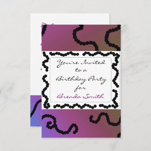 Invitation d'anniversaire classique violet et perl (Devant / Derrière)
