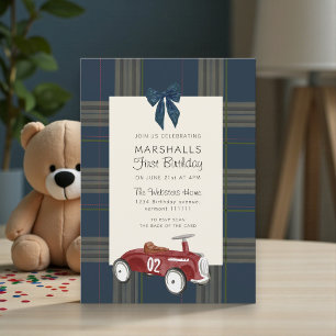 Invitation d'anniversaire classique voiture jouet 