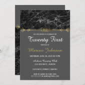 Invitation d'anniversaire Classy Gold et Marble (Devant / Derrière)