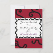 Invitation d'anniversaire ClassyRed et Black Beade (Devant)