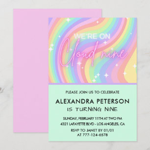 Invitation d'anniversaire Cloud 9 Pastel Rainbow S