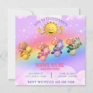 Invitation d'anniversaire Cloudbabies Arc-en-ciel