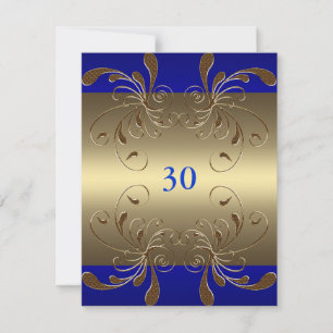 Invitation d'anniversaire Cobalt & Gold Floral Gla
