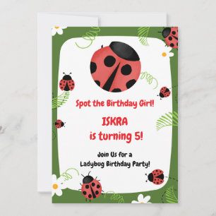 Invitation d'anniversaire coccinelle fille modifia
