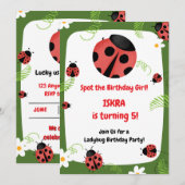 Invitation d'anniversaire coccinelle fille modifia (Devant / Derrière)