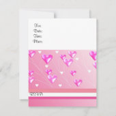 Invitation d'anniversaire coeurs roses flottants (Dos)