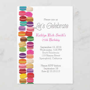 Invitation d'anniversaire colorée à Macaron