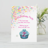 Invitation d'anniversaire Colorée avec Paillettes (Debout devant)