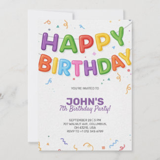Invitation d'anniversaire colorée dans un thème fe