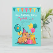 Invitation d'anniversaire colorée de Capy Happy Ca (Debout devant)
