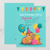 Invitation d'anniversaire colorée de Capy Happy Ca (Devant / Derrière)