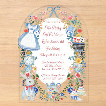Invitation d'anniversaire colorée enchantée Alice