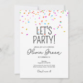 Invitation d'anniversaire colorée et simple avec c (Devant)