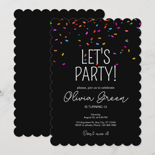 Invitation d'anniversaire colorée et simple avec c (Devant / Derrière)