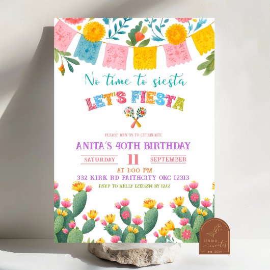 Invitation d'anniversaire Colorée Fiesta Let's