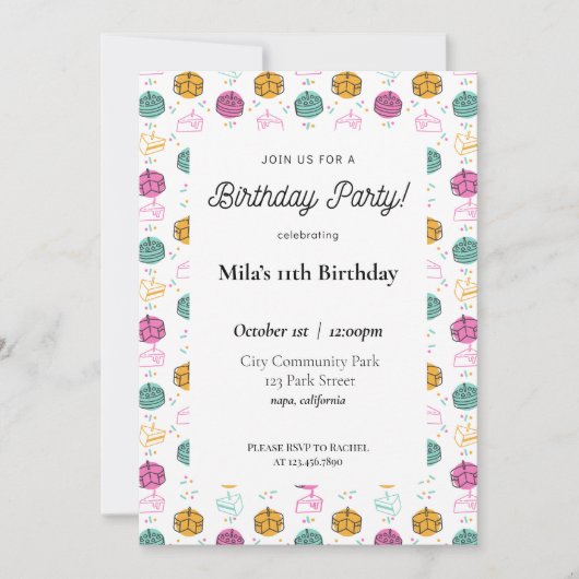 Invitation d'anniversaire colorée moderne (Devant)