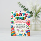 Invitation d'anniversaire colorée pour enfants (Debout devant)