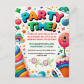 Invitation d'anniversaire colorée pour enfants (Devant)