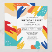 Invitation d'anniversaire colorée pour enfants (Devant / Derrière)