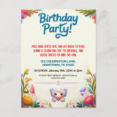 Invitation d'anniversaire colorée pour enfants (Devant)