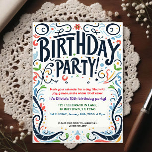 Invitation d'anniversaire colorée pour enfants