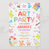Invitation d'anniversaire colorée pour fête d'art (Devant)
