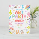 Invitation d'anniversaire colorée pour fête d'art (Debout devant)