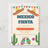 Invitation d'anniversaire Colorée pour Fiesta Mexi (Devant)