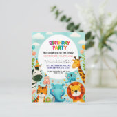 Invitation d'anniversaire colorée pour les animaux (Debout devant)
