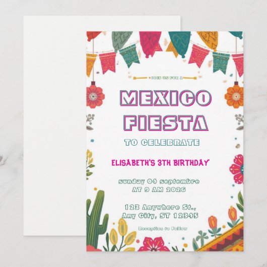 Invitation d'anniversaire colorée pour une fête me (Devant / Derrière)