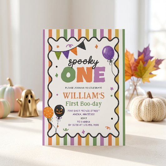 Invitation d'anniversaire colorée Spooky One Boo-D