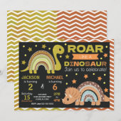 Invitation d'anniversaire commune à thème dinosaur (Devant / Derrière)