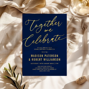 Invitation d'anniversaire commune adulte Navy Gold