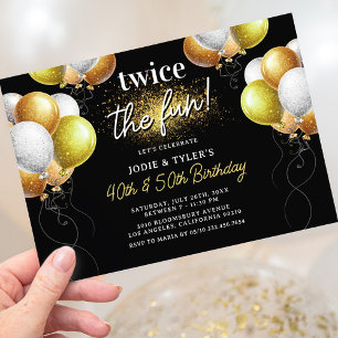 Invitation d'anniversaire commune adulte noir et o