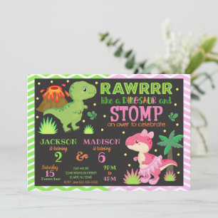Invitation d'anniversaire commune de dinosaure pou