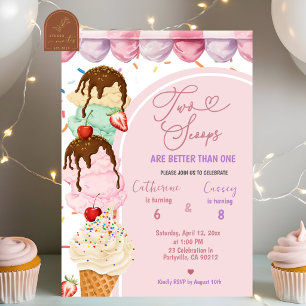 Invitation d'anniversaire commune Glace Sucrée Ros