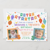 INVITATION D'ANNIVERSAIRE COMMUNE POUR DEUX FRÈRES (Devant)