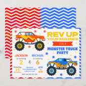 Invitation d'anniversaire commune pour frères et s (Devant / Derrière)